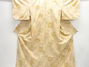 色紙に枝花模様手織り紬着物